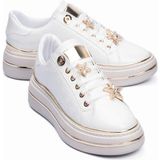 Mubiano Kadın Sneaker Gold Yıldız Detaylı Kalın Tabanlı Spor Ayakkabı Veronica Beyaz
