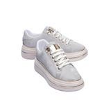 Mubiano Kadın Sneaker Kadife Desenli Gold Detaylı Kalın Tabanlı Spor Ayakkabı Lilium Gri, 39