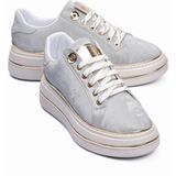 Mubiano Kadın Sneaker Kadife Desenli Gold Detaylı Kalın Tabanlı Spor Ayakkabı Lilium Gri