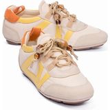 Mubiano Kadın Sneaker Sarı Detaylı Lastik Bağcıklı Günlük Spor Ayakkabı Zinya Bej - Bej - Sarı