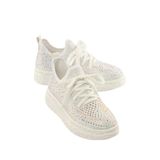 Mubiano Kadın Sneaker Taş Detaylı Kalın Tabanlı Diamond Beyaz, 37