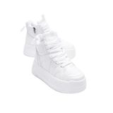 Mubiano Kadın Spor Bot Fermuarlı Kalın Tabanlı 6 cm Beyaz Frost, Beyaz, 40