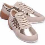 Mubiano Kadın Süet Sneaker Gold Metalik Detaylı Günlük Spor Ayakkabı Telora Bej Gold - Altın