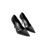 mubiano Marvella Kadın Siyah Deri Sivri Burun Yüksek İnce Topuklu Ayakkabı Stiletto (9.5 CM), 39