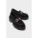 Mubiano MB1170-S Kalın Taban Lüx Süet Tokalı Siyah Kadın Kolej Loafer - 40