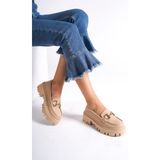 Mubiano MB1180-N Kalın Taban Nude Tokalı Kadın Kolej Loafer - 37
