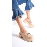 Mubiano MB1180-N Kalın Taban Nude Tokalı Kadın Kolej Loafer - 40