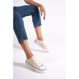 Mubiano Mbcvs100bj Düz Taban Bağcıklı Kadın Bej Bez Spor Ayakkabı & Sneaker, Bej, 37