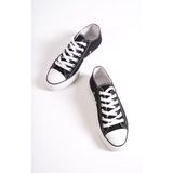 Mubiano Mbcvs100s Düz Taban Bağcıklı Kadın Siyah Bez Spor Ayakkabı & Sneaker