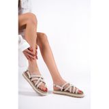 Mubiano Mbfrd22104-bj Kadın Platform Halat Ip Sandalet, Bej Halat Sandalet, 36