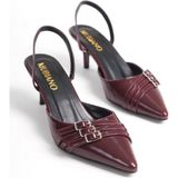 Mubiano MBHRN720-BRD Kadın Arkası Açık Sivri Burun Rugan Bordo Stiletto & Topuklu Ayakkabı - 39
