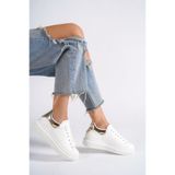 Mubiano MBMKQ200-BA Kadın Kalın Taban Beyaz/Altın Sneaker & Spor Ayakkabı, 36