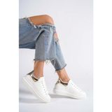 Mubiano MBMKQ200-BA Kadın Kalın Taban Beyaz/altın Sneaker & Spor Ayakkabı - Beyaz - Altın