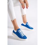 Mubiano MBMKQ200-MB Kadın Kalın Taban Mavi/Beyaz Sneaker & Spor Ayakkabı, 36