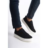 Mubiano Mbnbkm3-s Erkek Hakiki Nubuk Deri Siyah Sneaker & Spor Ayakkabı