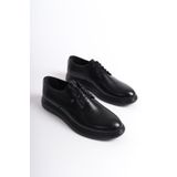 Mubiano Mbrgn86-s Siyah Erkek Cilt Bağcıklı Loafer