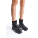 Mubiano MBTB2026-S Kadın Siyah Kısa Yağmur Botu PCV Dış Materyal ve 4 cm Topuk Tipi