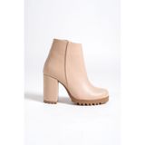 Mubiano MBZFR5008D-N Kadın Nude Kalın Topuklu Fermuarlı Kısa Bot&bootie - 40