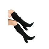 Mubiano Mbzfr5012s-s Kadın Siyah Süet Fermuarlı Sivri Burun 6 Cm Blok Topuklu Uzun Çizme, Siyah, 36