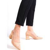 Mubiano MBZFR601-SN Kadın Süet Blok Topuklu 6 cm Sivri Burun Nude Stiletto & Topuklu Ayakkabı - 36