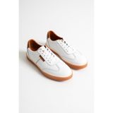 mubiano Navro Erkek Beyaz Hakiki Deri Casual Sneaker Ayakkabı, 40