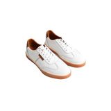 mubiano Navro Erkek Beyaz Hakiki Deri Casual Sneaker Ayakkabı, 44