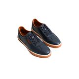 mubiano Navro Erkek Lacivert Hakiki Deri Casual Sneaker Ayakkabı, 41