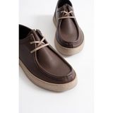 Mubiano Oren Erkek Kahverengi Hakiki Deri Casual Ayakkabı Düz Tabanlı Bağcıklı Şıklık