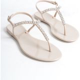 Mubiano Summer Kadın Jelly Mat Bej Taş Detay Düz SANDALET-MSTB7070-BJ - 41