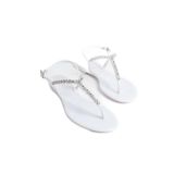 Mubiano Summer Kadın Jelly Mat Beyaz Taş Detay Düz Sandalet-mstb7070-b, Beyaz, 37