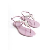 Mubiano Summer Kadın Jelly Mat Gül Kurusu Taş Detay Düz SANDALET-MSTB6262-GK - 40