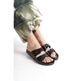 Mubiano Summer Kadın Jelly Mat Siyah Düz Terlik-mstb146-s
