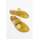Mubiano Summer Kadın Jelly Şeffaf Altın Sim Düz Terlik-MSTB165-SAS, 37