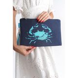 mubiano Summer Kadın Lacivert Duck Keten Kumaş Yengeç Clutch & Portföy Çanta - MSLY0110-LCV, Tek Ebat
