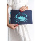 Mubiano Summer Kadın Lacivert Duck Keten Kumaş Yengeç Clutch & Portföy Çanta - Msly0110-lcv