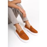 Mubiano -TB Erkek Hakiki Deri Kuşak Detay Taba Loafer MBKRY109