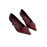 Mubiano Verona Bordo Sivri Burunlu Kadın Toka Detay Alçak İnce Topuklu Klasik Ayakkabı (5.5cm), 39