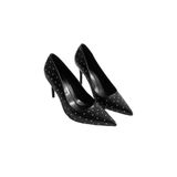 mubiano Zerina Kadın Siyah Metal Aksesuarlı Sivri Burun Yüksek İnce Topuklu Ayakkabı Stiletto (9 CM), 39
