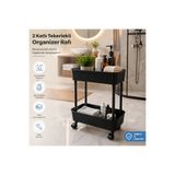 MUBX 2 Katlı Tekerlekli Düzenleyici Raf 360° Döner Çok Amaçlı Mutfak Banyo Organizer Sepet