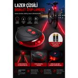 MUBX Bisiklet Arka Işık Stop Lambası Lazer Şeritli Arka Led Aydınlatma