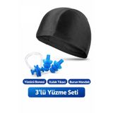 MUBX Premium 3’lü Yüzme Seti – Bone, Kulak Tıkacı & Burun Mandalı Su Geçirmez Set