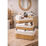 MUBX Üçlü Bambu Sepet Organizer Ev Düzenleyici Çok Amaçlı Mutfak Banyo Sepeti
