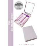 Much and More Taşınabilir Aynalı Mor 5'li Makyaj Fırça Seti Göz Farı, Fondöten, Allık Karıştırma Makyaj Fırçası
