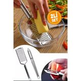 Mucit Home 2li Set Paslanmaz Çelik Rende ve Soyacak Peynir Çikolata Zencefil Patates Limon Rende Sebze Soyucu - (No Color) - 1