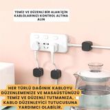 Mucit Home 6 Adet Set Yapışkanlı Manyetik Kapaklı Kablo Düzenleyici Organizer, Ev, Ofis, Kablo Düzenleyici - Siyah