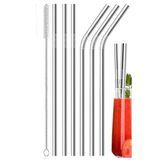 Mucit Home 7 Parça Parça Metal Pipet Seti Paslanmaz Çelik Pipet Ve Çubuk Pipet Temizleme Fırçası