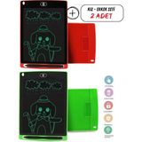 Mucit Home 8.5 İnç LCD Ekranlı Grafik Tablet Kız Çocuk Kırmızı Erkek Çocuk Yeşil 2 Adet Set - 001-Renkli