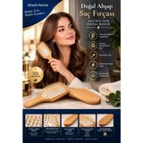 Mucit Home Bambu Uçlu Fırça Ahşap Saç Fırçası Ahşap Tarak Doğal Bambu Saç Açıcı Tüm Saçlar - Kahverengi - 1