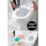 Mucit Home Hijyenik Tek Kullanımlık Klozet Kapağı Poşeti Şeffaf Kapak Örtüsü Pratik Seyehat Restaurant Beyaz