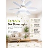 Mucit Home Kanatlı Tavan Vantilatörü Sessiz Çalışan LED Işıklı Uzaktan Kumandalı Lamba Işıklı Pervane - Renkli